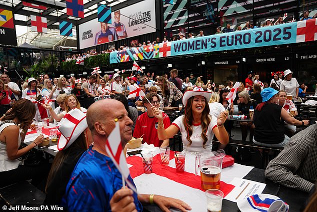 England fans watching the match between England and Spain