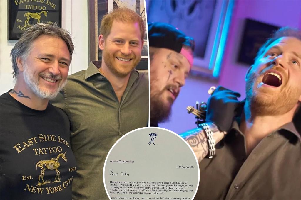 Prince Harry thanks NYC tattoo artist for ‘handling of press’ in personal letter: ‘Skillful dodging’ Prince Harry thanks NYC tattoo artist for 'handling of press' in personal letter: 'Skillful dodging'