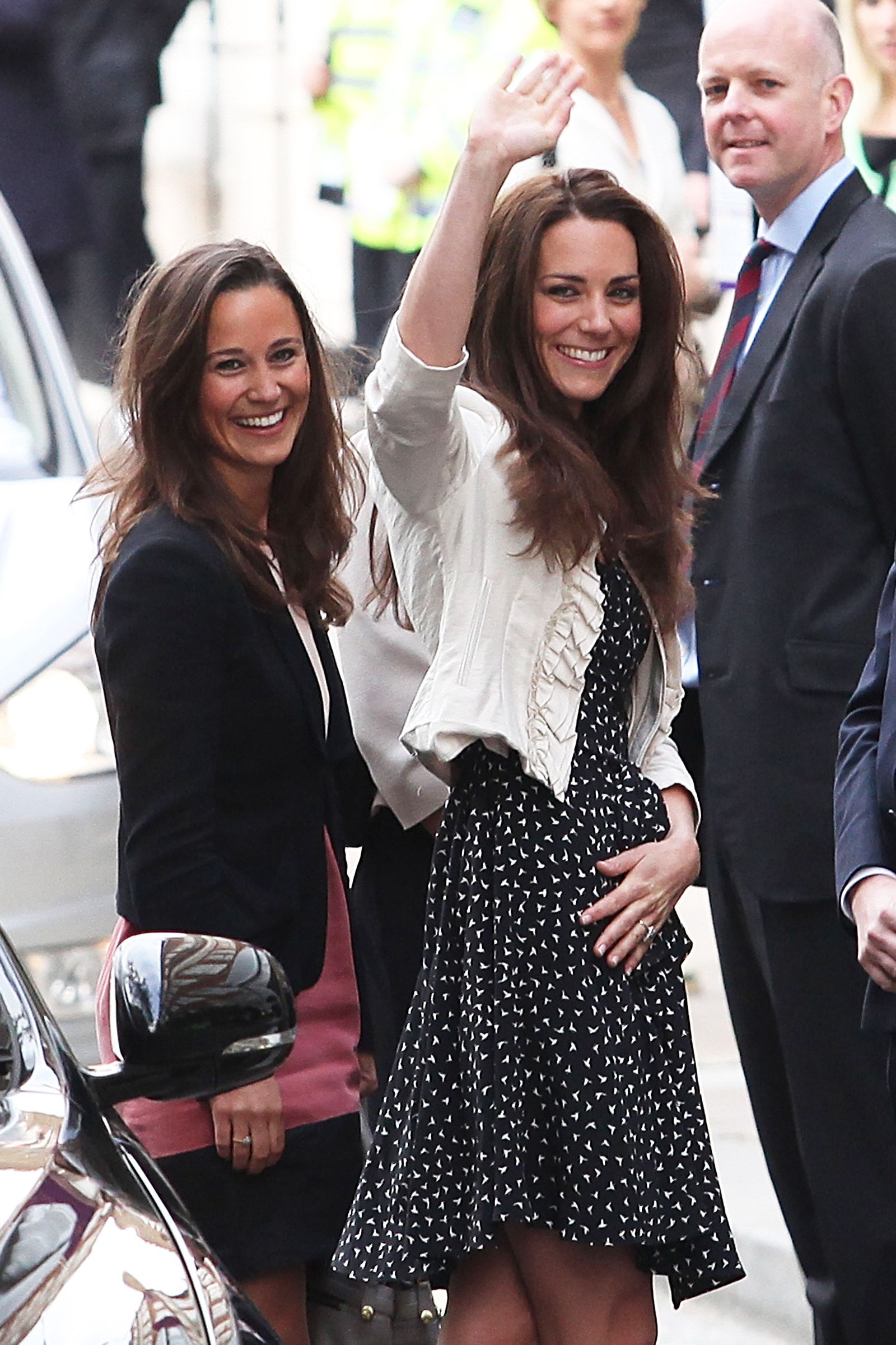 Image may contain Brad Anderson Pippa Middleton Helmet Accessories Formal Wear Tie Adult Person Head and Face