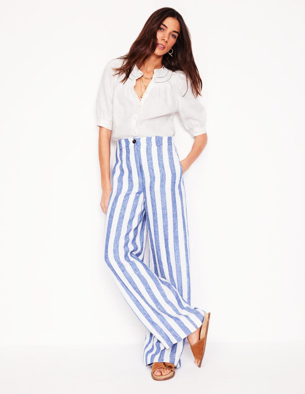Westbourne Linen Trousers - Bright Blue