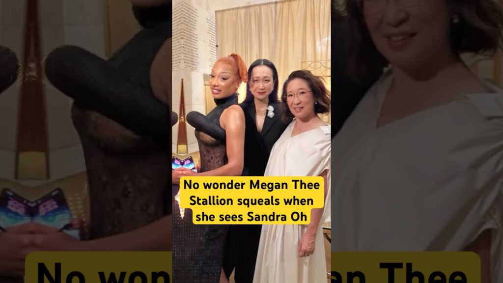 No wonder Megan Thee Stallion squeals when she sees Sandra Oh #hollywood #celebrity #shorts
