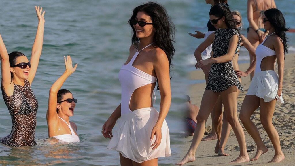 Kylie Jenner looks glamour in white swimsuit as she joins Kendall at beach club in St Tropez