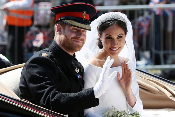 Prince Harry and Meghan Markle on their wedding day