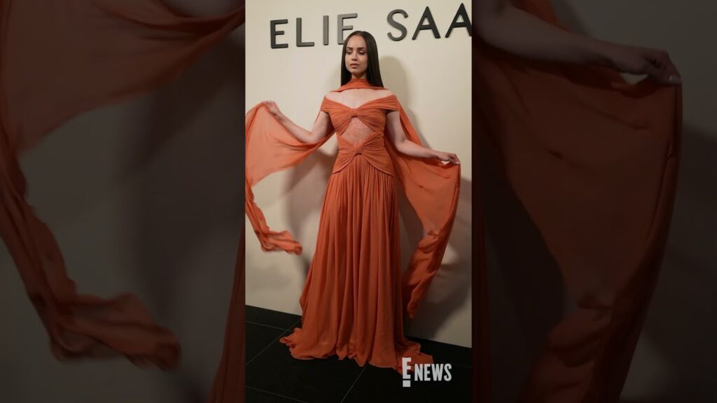 Sofia Carson looks heavenly at the Elie Saab Photocall. 🧡#ParisFashionWeek