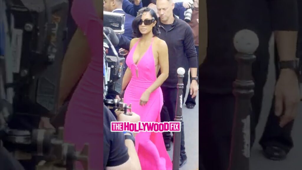 Kim Kardashian Steals The Show In A Neon Pink Dress For The Balenciaga Show In Paris, France