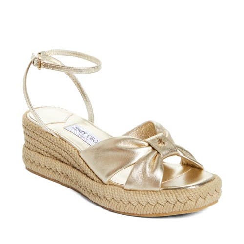  Aella Metallic Leather Espadrille Wedge Sandal