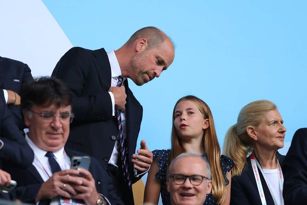 Prince William and Princess Charlotte at the stadium in Basel, Switzerland, on Sunday