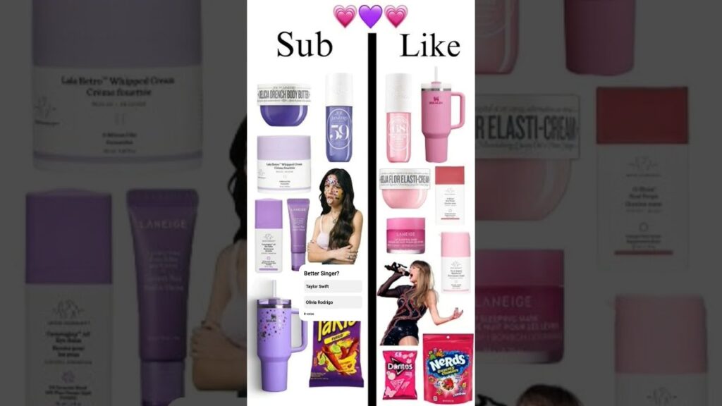Taylor Swift or Olivia Rodrigo? 💜💖 #preppy #foryou #singer #music #skincare