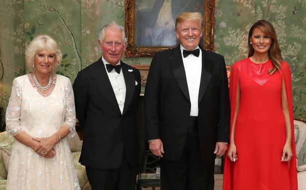 King Charles and Queen Camilla with Trump and his wife Melania
