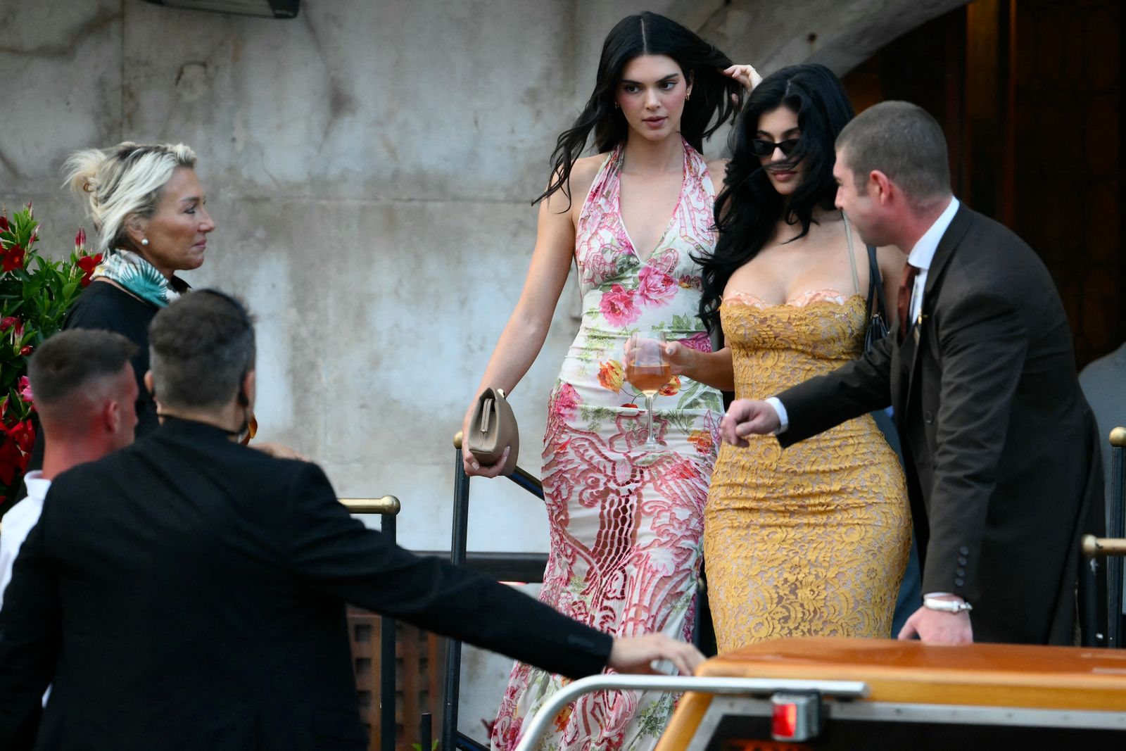 Image may contain Kendall Jenner Kylie Jenner Carl Froch Adult Person Wedding Accessories Glasses and Clothing