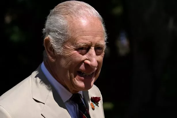 King Charles III looks on during a visit to Walmer Castle to meet representatives of the Confederation of the Cinque Ports on July 10, 2025 in Deal, England.