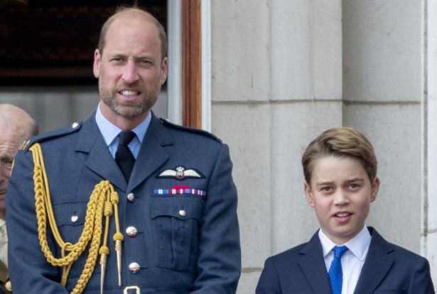 Prince George and Prince William on the Buckingham Palace balcony