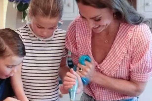 Kate Middleton wore the gingham blouse to help bake cakes with her children in 2022