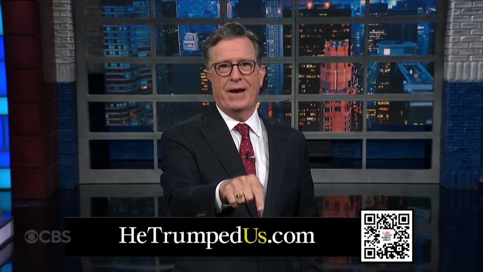 The gloves really are off. Colbert just boosted South Park's Trump micro penis PSA.