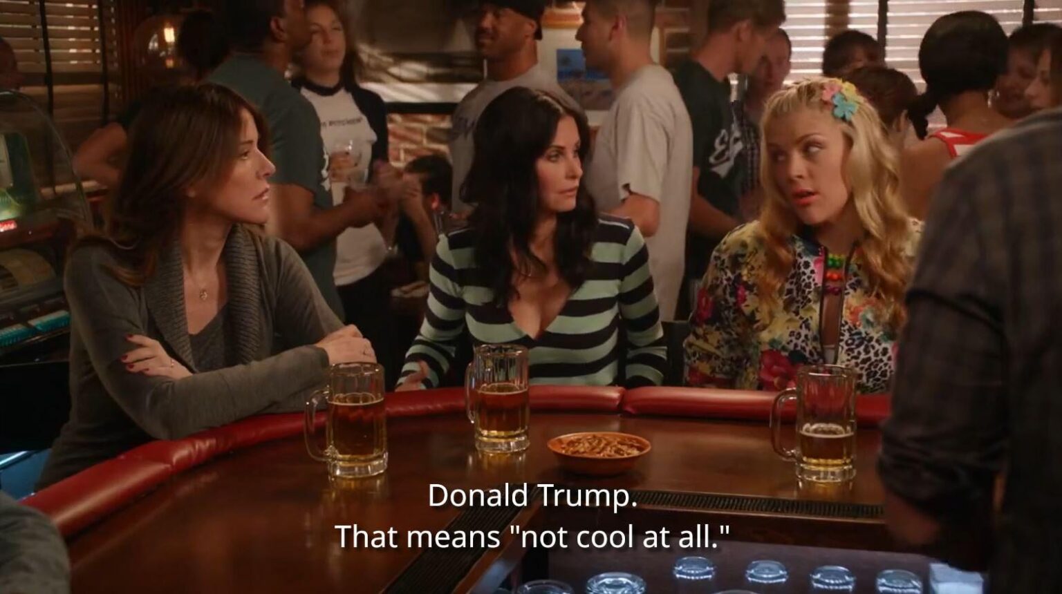 In a 2013 episode of Cougar Town, one of the cast uses "Trump" as a synonyme for "not cool at all"