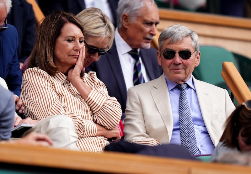 Michael and Carole Middleton in the royal box on day eight of the championships