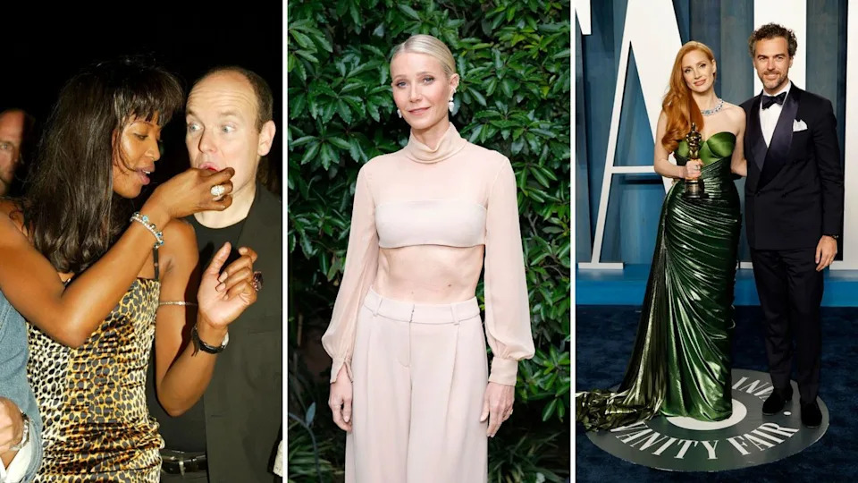  L-R: Naomi Campbell with Prince Albert II, Gwyneth Paltrow, Jessica Chastain and her husband . 