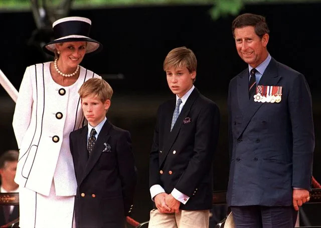 Getty Images Princess Diana with Prince William, Prince Harry, and Prince Charles in 1994