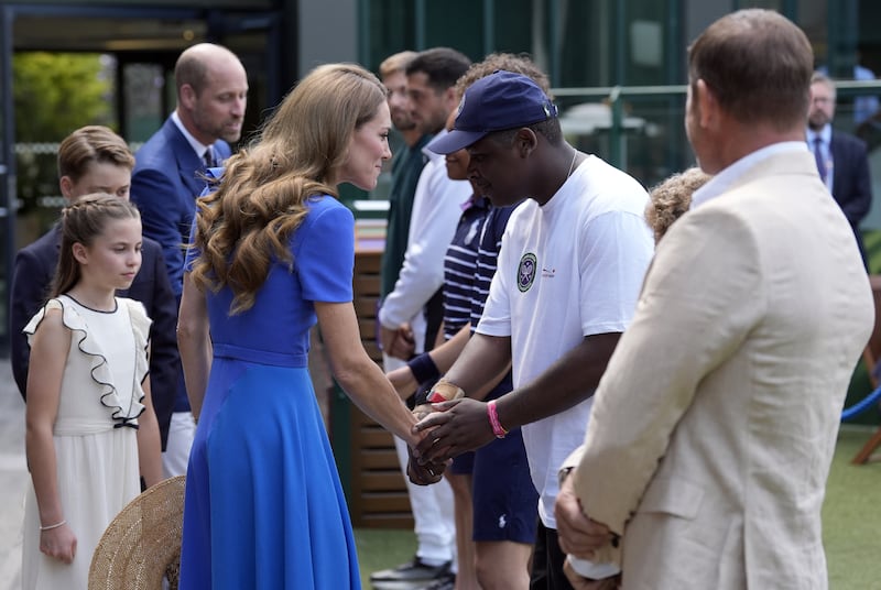 The Princess of Wales meets Temi Johnson, one of The Wimbledon Foundation’s Coin Toss nominees