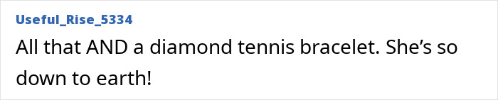 Comment discussing a diamond tennis bracelet while referencing Meghan Markle’s embarrassing fruit-picking photo and related accusations. Comment discussing a diamond tennis bracelet while referencing Meghan Markle’s embarrassing fruit-picking photo and related accusations.