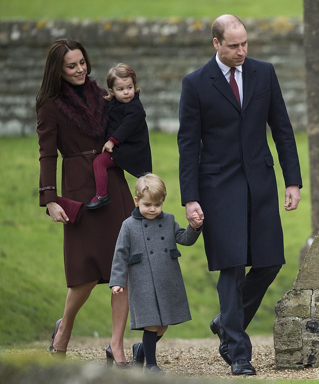 Natasha Archer is also said to have given Prince William's 'estate agent wardrobe' an overall in 2016. The family pictured in December 2016