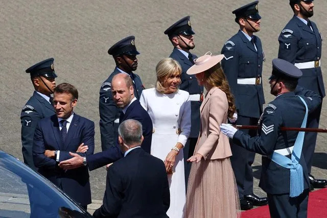 GONZALO FUENTES/POOL/AFP via Getty Prince William and Kate Middleton welcome French President Emmanuel Macron and wife Brigitte to the U.K. for an official state visit on July 8, 2025