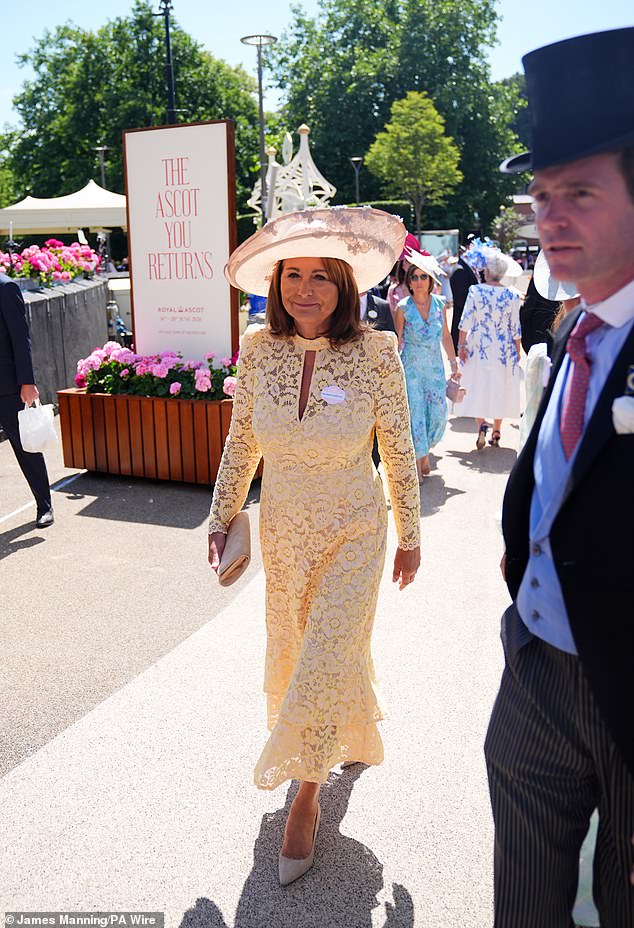 Carole Middleton on day two of Royal Ascot at Ascot Racecourse in Berkshire