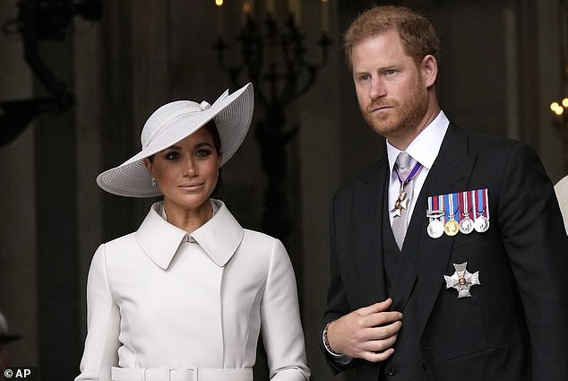 Harry and Meghan after a church service at St Paul's in 2022. When Harry and Meghan announced their plans to step down as working royals in 2020 the Queen tried to find a compromise to stop 'Megxit'