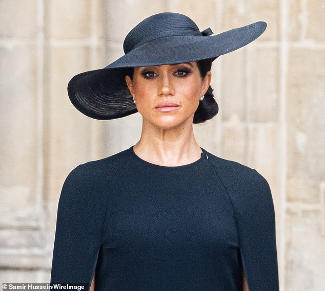 Meghan at the Queen's funeral. The late Queen allegedly described Meghan as 'evil'