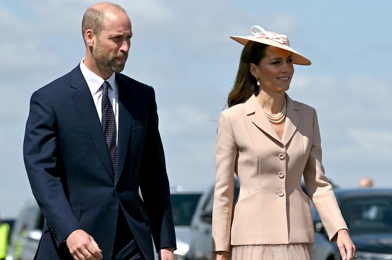The Prince and Princess of Wales arrive to greet the President of France