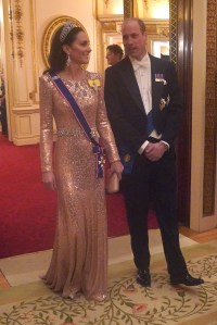 LONDON, ENGLAND - DECEMBER 5: Prince William, Prince of Wales and Catherine, Princess of Wales at an evening reception for members of the Diplomatic Corps at Buckingham Palace on December 5, 2023 in London, England. (Photo by Jonathan Brady - Pool / Getty Images)