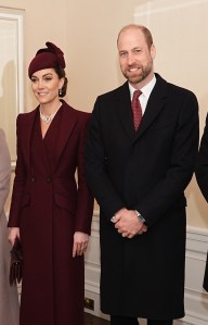 LONDON, ENGLAND - DECEMBER 3: Prince William, Prince of Wales and Catherine, Princess of Wales wait to greet the Amir of Qatar Sheikh Tamim bin Hamad Al Thani and his wife  Sheikha Jawaher, as they arrive on day one of The Amir of the State of Qatar's visit to the United Kingdom on December 3, 2024 in London, England. His Highness Sheikh Tamim bin Hamad Al Thani, Amir of the State of Qatar, accompanied by Her Highness Sheikha Jawaher bint Hamad bin Suhaim Al Thani, will hold several engagements with The Prince and Princess of Wales, The King and Queen as well as political figures. (Photo by Aaron Chown-WPA Pool/Getty Images)