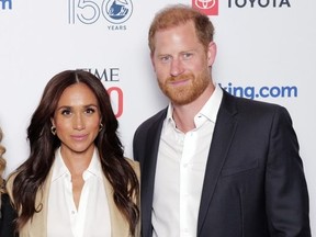 Meghan, Duchess of Sussex and Prince Harry, Duke of Sussex attend the 2025 TIME100 Summit at Jazz at Lincoln Center on April 23, 2025 in New York City.