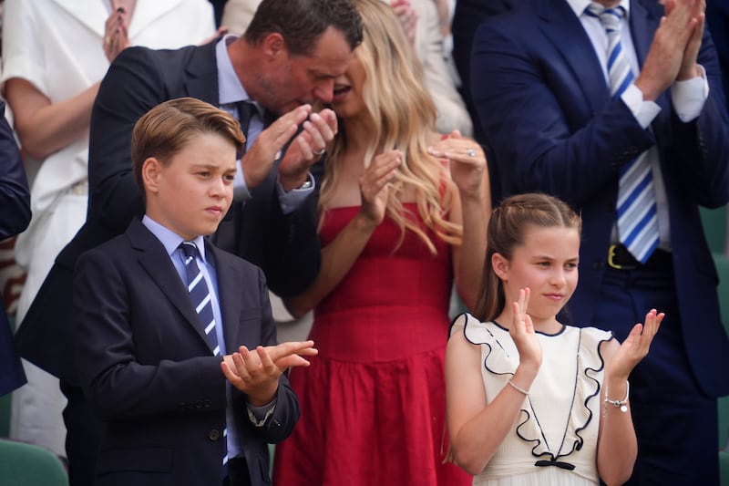 Prince George and Princess Charlotte in the Royal Box at Wimbledon