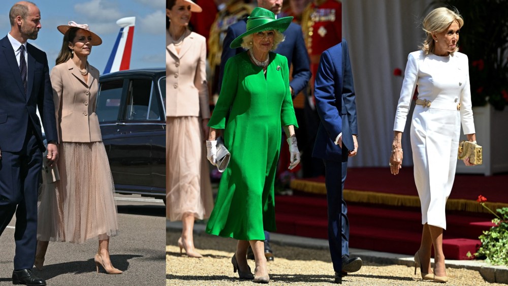 Kate Middleton, Brigitte Macron & Queen Camilla Wear Coordinated Shoes Kate Middleton, Queen Camilla and Brigitte Macron wearing beige pumps on July 8, 2025.