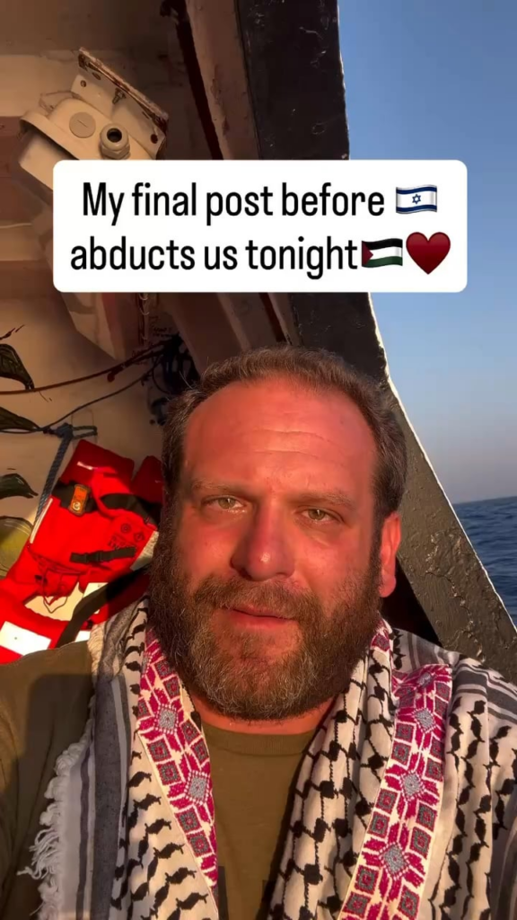 Actor Jacob Berger, one of the Handala’s member delivering aid to Palestinians, is saying his goodbye as a measure if they are going to be abducted by Israel.