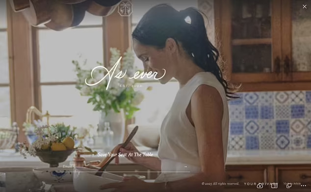 Screenshot of website promoting a cooking show.