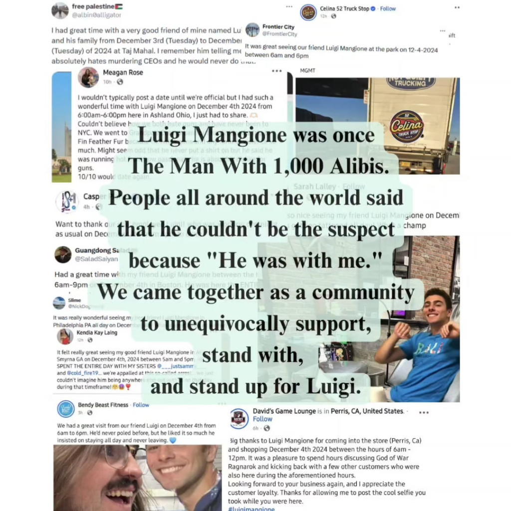 The Many Alibis of Luigi Mangione, a retrospective in celebration of International Friendship Day