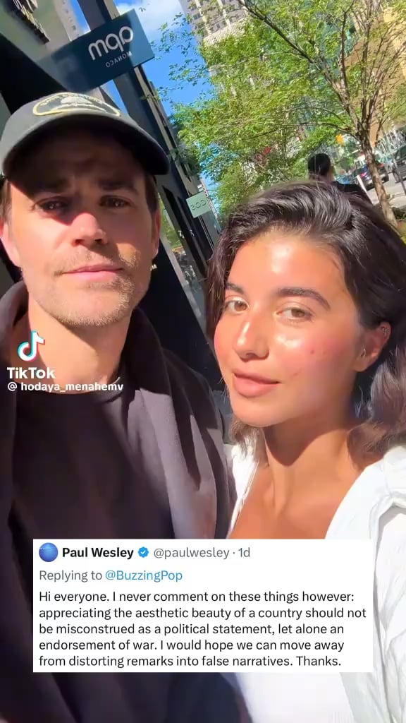 Paul Wesley responds to backlash for 'I love Israel' comment