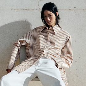 H&M Oversized Twill Striped Shirt