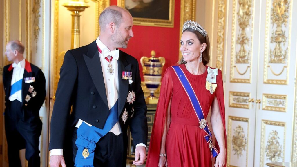 Kate Middleton and Prince William Share Rare PDA Prince William, Prince of Wales and Catherine, Princess of Wales attend the State Banquet at Windsor Castle on July 08, 2025 in Windsor, England