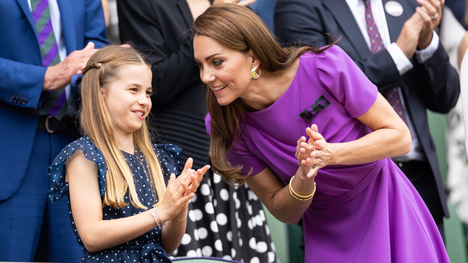 Kate Middleton’s special Wimbledon promise to Charlotte Catherine, Princess of Wales talks with Princess Charlotte of Wales in the Royal Box at Wimbledon on July 14th, 2024