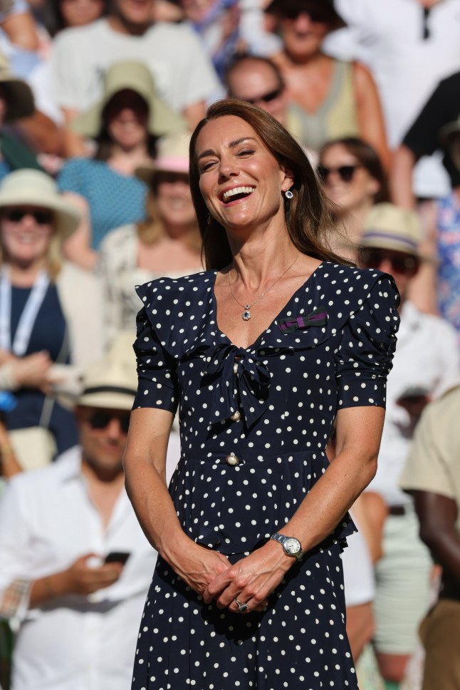 Image Licensed to i-Images Picture Agency. 10/07/2022. London, United Kingdom. Prince William , Kate Middleton and Prince George in the Royal Box for the Mens Singles Final on the last day of the Wimbledon Tennis Championships in London. Picture by Stephen Lock / i-Images