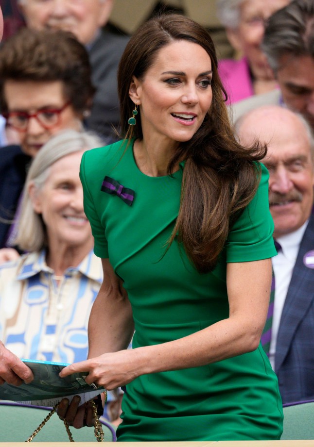 Mandatory Credit: Photo by Dave Shopland/Shutterstock (14011307p) Catherine Princess of Wales watching the action from the Royal Box Wimbledon Tennis Championships, Day 14, The All England Lawn Tennis and Croquet Club, London, UK - 16 Jul 2023
