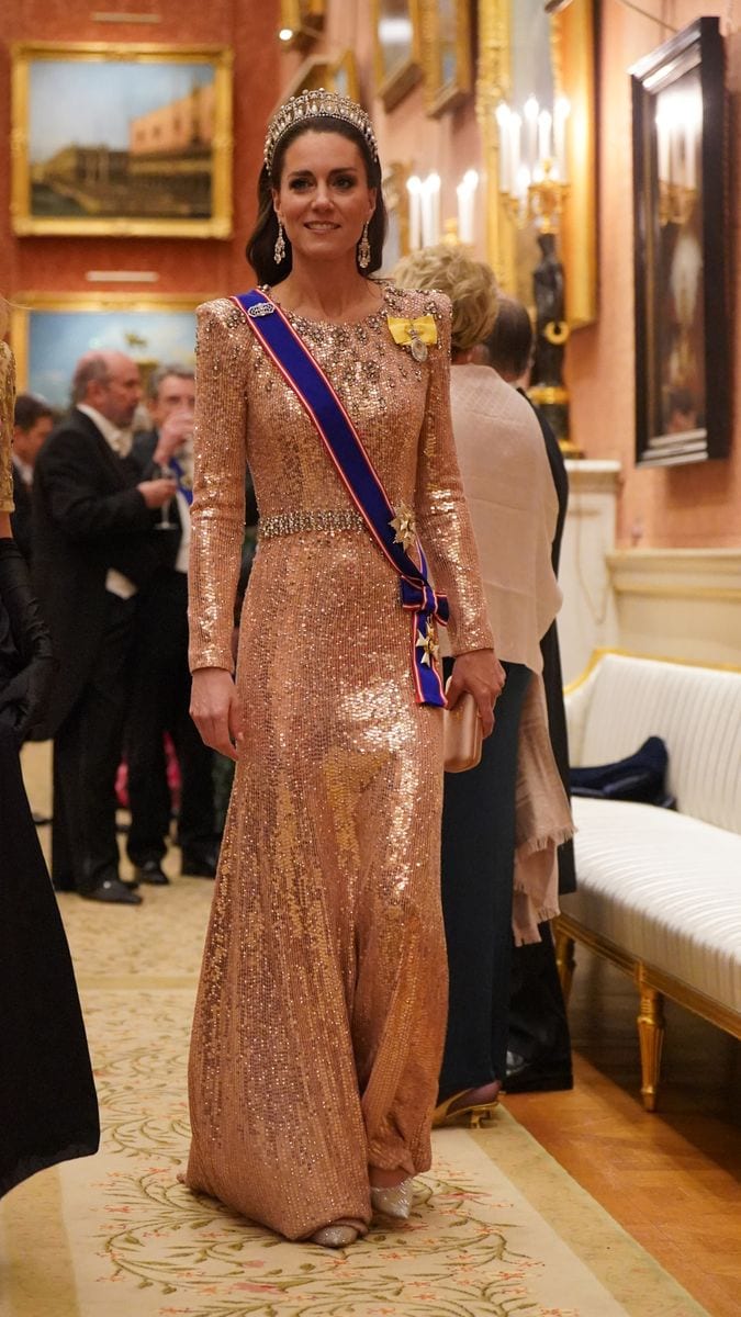 Catherine, Princess of Wales at an evening reception for members of the Diplomatic Corps at Buckingham Palace on December 5, 2023 in London, England.