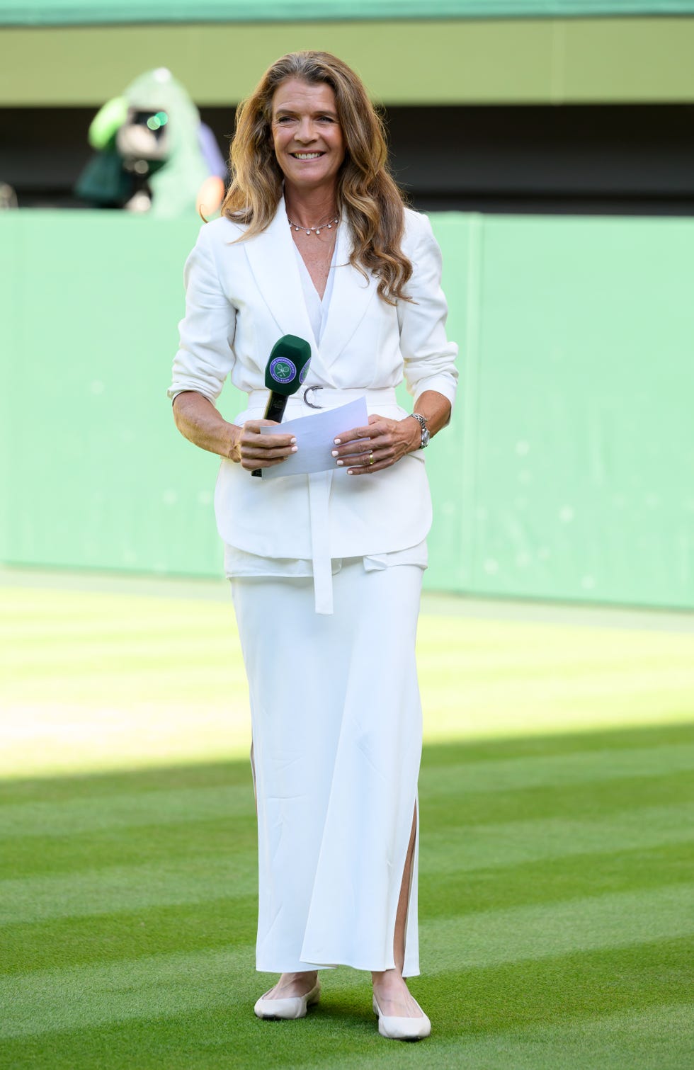 london, england july 10: annabel croft attends day eleven of the wimbledon tennis championships at the all england lawn tennis and croquet club on july 10, 2025 in london, england. (photo by karwai tang/wireimage)