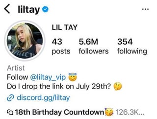 Lil Tay’s IG account seemingly managed by her brother is holding a countdown until her 18th birthday