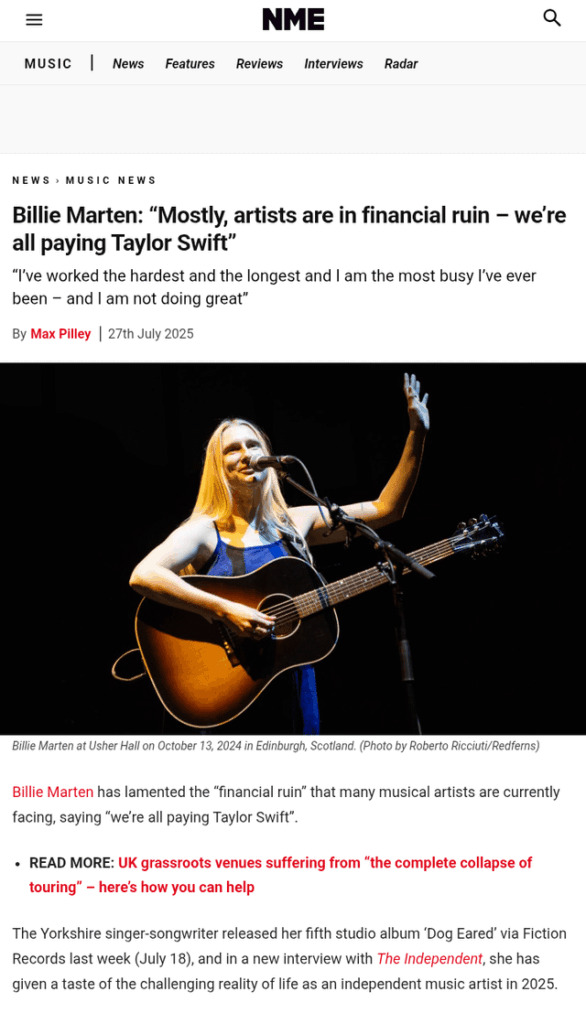 Billie Marten: “Mostly, artists are in financial ruin – we’re all paying Taylor Swift”