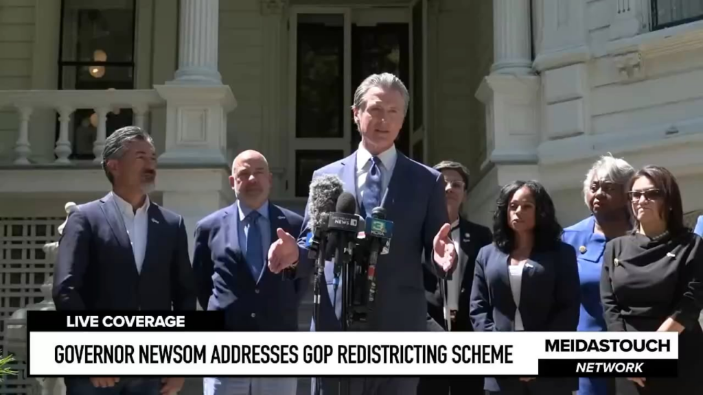 Gavin Newsom says he received a Trump 2028 hat from one of Trumps biggest and most influential supporters. Says “we need to fight fire with fire”