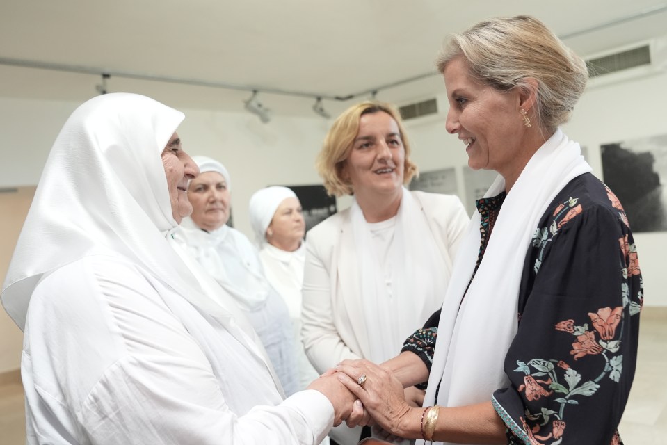 The Duchess of Edinburgh meets with relatives of Srebrenica genocide victims.